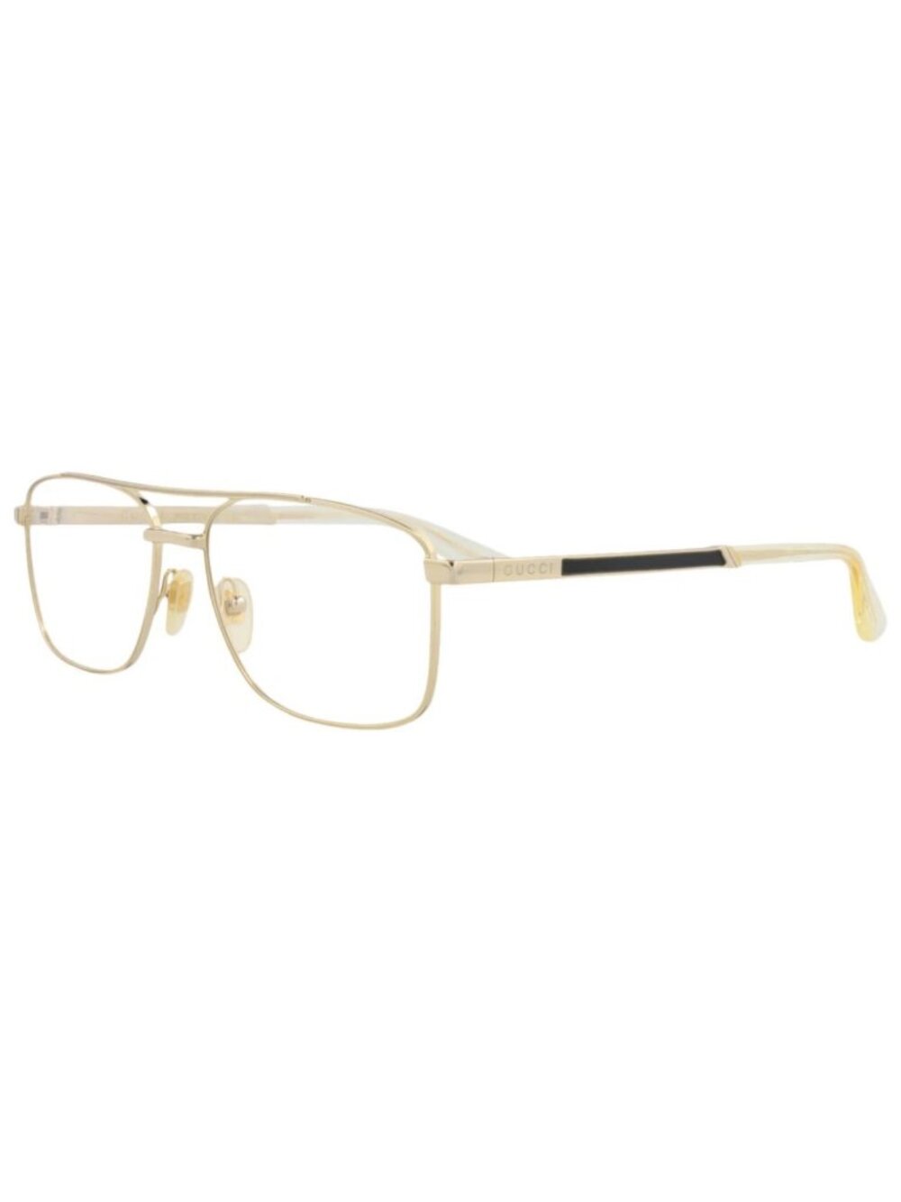 New Gucci Women's Eyeglasses Aviator Metal Frame Mens Gold Gold Transparent